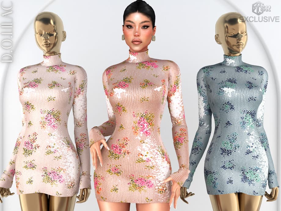 Платье Sequined Floral Mini Dress